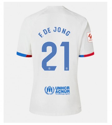 Lacne Ženy Futbalové dres Barcelona Frenkie de Jong #21 2023-24 Krátky Rukáv - Preč